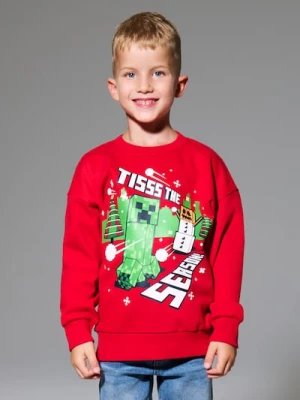 Sinsay - Bluza crewneck z motywem świątecznym Minecraft - czerwony