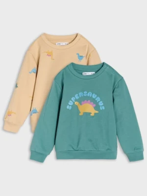 Sinsay - Bluza crewneck z nadrukiem 2 pack - zielony