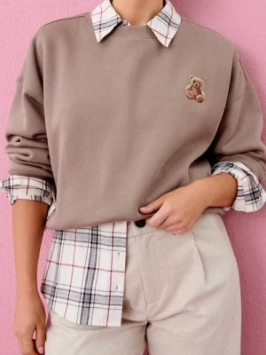 Zdjęcie produktu Sinsay - Bluza crewneck z nadrukiem - brązowy