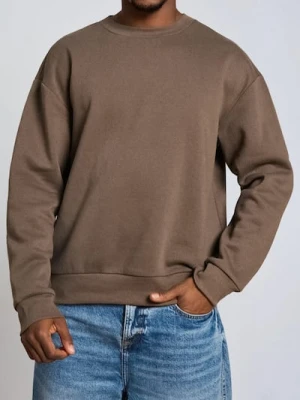 Sinsay - Bluza crewneck z nadrukiem - brązowy