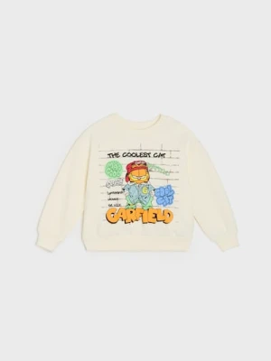 Sinsay - Bluza crewneck z nadrukiem Garfield - kremowy