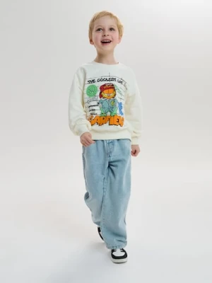 Sinsay - Bluza crewneck z nadrukiem Garfield - kremowy