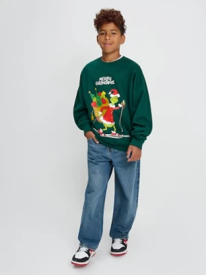 Sinsay - Bluza crewneck z nadrukiem Grinch - green spruce