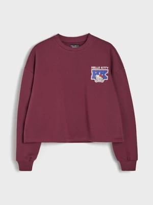 Sinsay - Bluza crewneck z nadrukiem Hello Kitty - bordowy