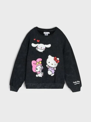 Sinsay - Bluza crewneck z nadrukiem Hello Kitty - czarny