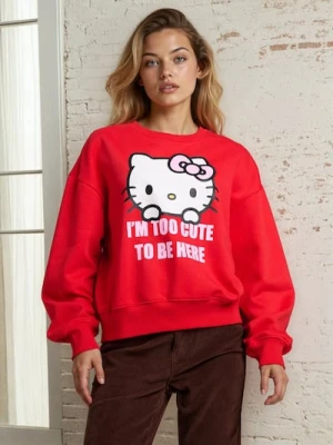 Zdjęcie produktu Sinsay - Bluza crewneck z nadrukiem Hello Kitty - czerwony