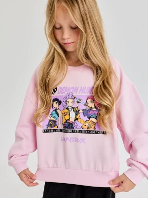 Sinsay - Bluza crewneck z nadrukiem K-Pop Demon Hunters - różowy