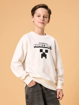 Sinsay - Bluza crewneck z nadrukiem Minecraft - kremowy