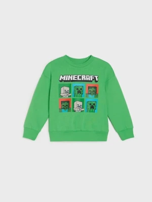 Sinsay - Bluza crewneck z nadrukiem Minecraft - zielony