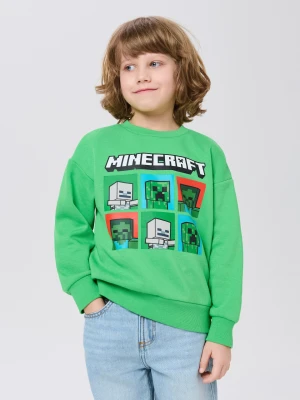 Sinsay - Bluza crewneck z nadrukiem Minecraft - zielony