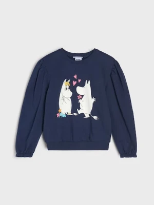 Sinsay - Bluza crewneck z nadrukiem Moomin - granatowy
