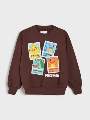 Sinsay - Bluza crewneck z nadrukiem Pokémon - brązowy