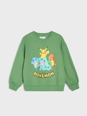 Sinsay - Bluza crewneck z nadrukiem Pokemon - zielony