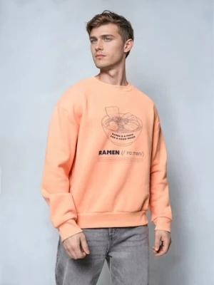 Sinsay - Bluza crewneck z nadrukiem - pomarańczowy