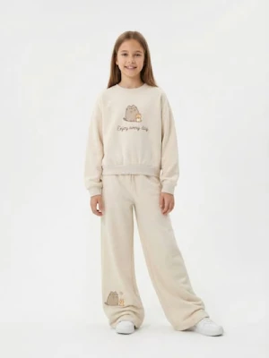 Sinsay - Bluza crewneck z nadrukiem Pusheen the Cat - beżowy