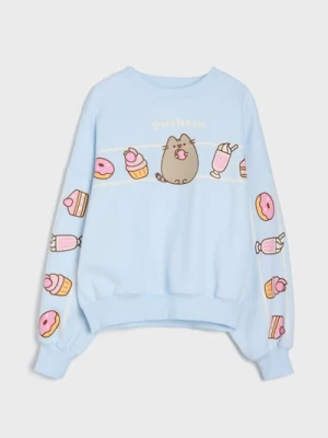 Sinsay - Bluza crewneck z nadrukiem Pusheen the Cat - błękitny
