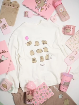 Sinsay - Bluza crewneck z nadrukiem Pusheen the Cat - kremowy