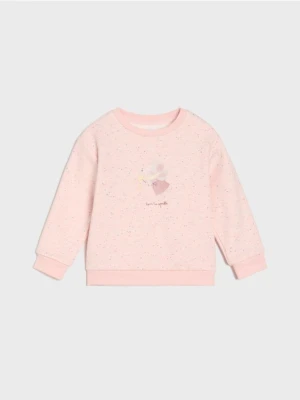 Sinsay - Bluza crewneck z nadrukiem - różowy