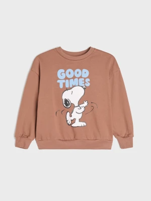 Sinsay - Bluza crewneck z nadrukiem Snoopy - brązowy