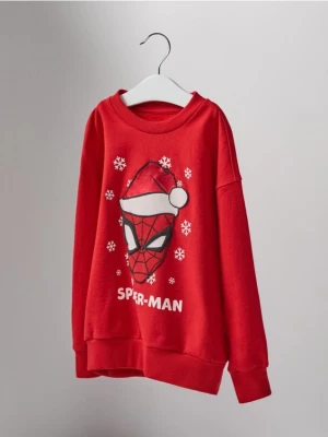 Sinsay - Bluza crewneck z nadrukiem Spiderman - czerwony