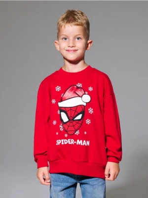 Sinsay - Bluza crewneck z nadrukiem Spiderman - czerwony