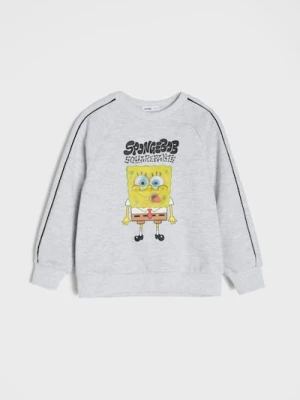 Sinsay - Bluza crewneck z nadrukiem SpongeBob SquarePants - szary