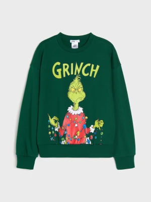 Sinsay - Bluza crewneck z nadrukiem świątecznym Grinch - green spruce
