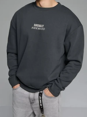 Sinsay - Bluza crewneck z nadrukiem - szary