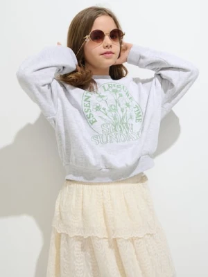 Sinsay - Bluza crewneck z nadrukiem - szary