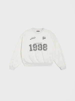 Sinsay - Bluza crewneck z nadrukiem - szary