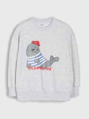 Sinsay - Bluza crewneck z nadrukiem - szary