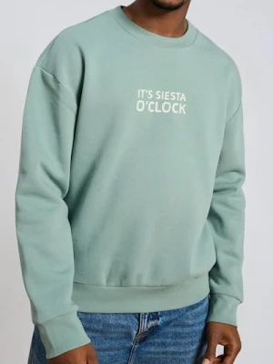 Sinsay - Bluza crewneck z nadrukiem - zielony