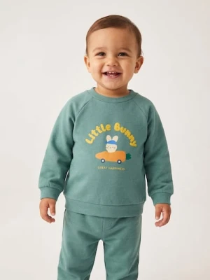 Sinsay - Bluza crewneck z nadrukiem - zielony