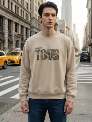 Zdjęcie produktu Sinsay - Bluza crewneck z napisem - beżowy