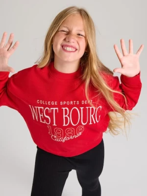 Sinsay - Bluza crewneck z napisem - czerwony