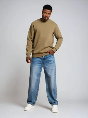 Sinsay - Bluza crewneck z napisem - khaki