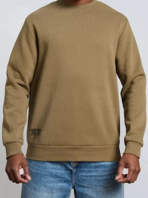 Sinsay - Bluza crewneck z napisem - khaki