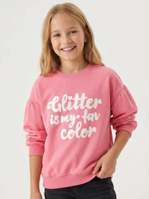 Sinsay - Bluza crewneck z napisem - koralowy