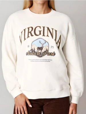 Sinsay - Bluza crewneck z napisem - kremowy