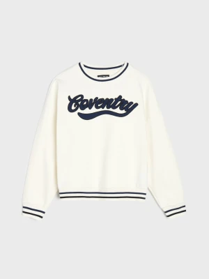 Sinsay - Bluza crewneck z napisem - kremowy