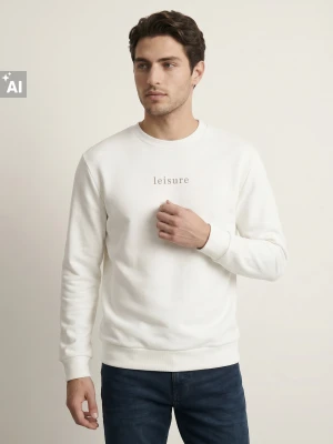 Sinsay - Bluza crewneck z napisem - kremowy