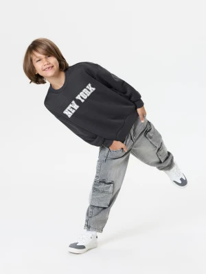 Sinsay - Bluza crewneck z napisem New York - szary