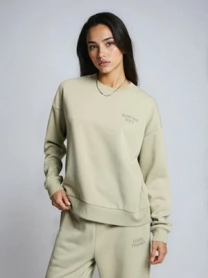 Sinsay - Bluza crewneck z napisem - niebieski