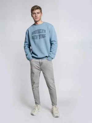 Sinsay - Bluza crewneck z napisem - niebieski