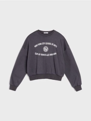 Sinsay - Bluza crewneck z napisem - szary