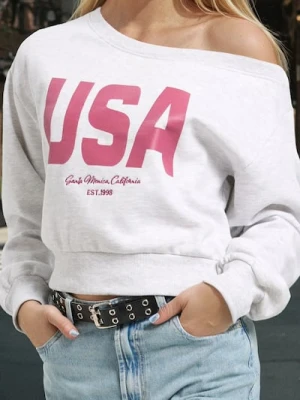 Sinsay - Bluza crewneck z napisem - szary