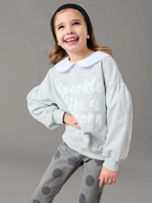 Sinsay - Bluza crewneck z napisem - szary