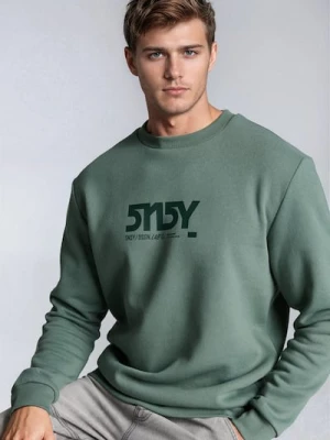 Sinsay - Bluza crewneck z napisem - zielony