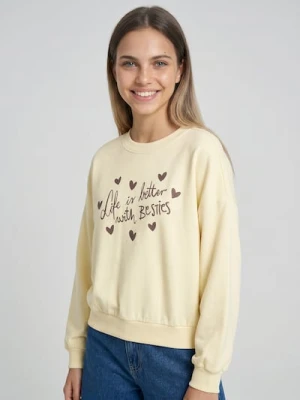 Sinsay - Bluza crewneck z napisem - żółty