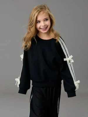 Sinsay - Bluza crewneck z ozdobną koronką - czarny